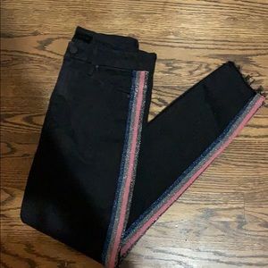 MOTHER Looker High-Rise Side Stripe Ankle Jeans